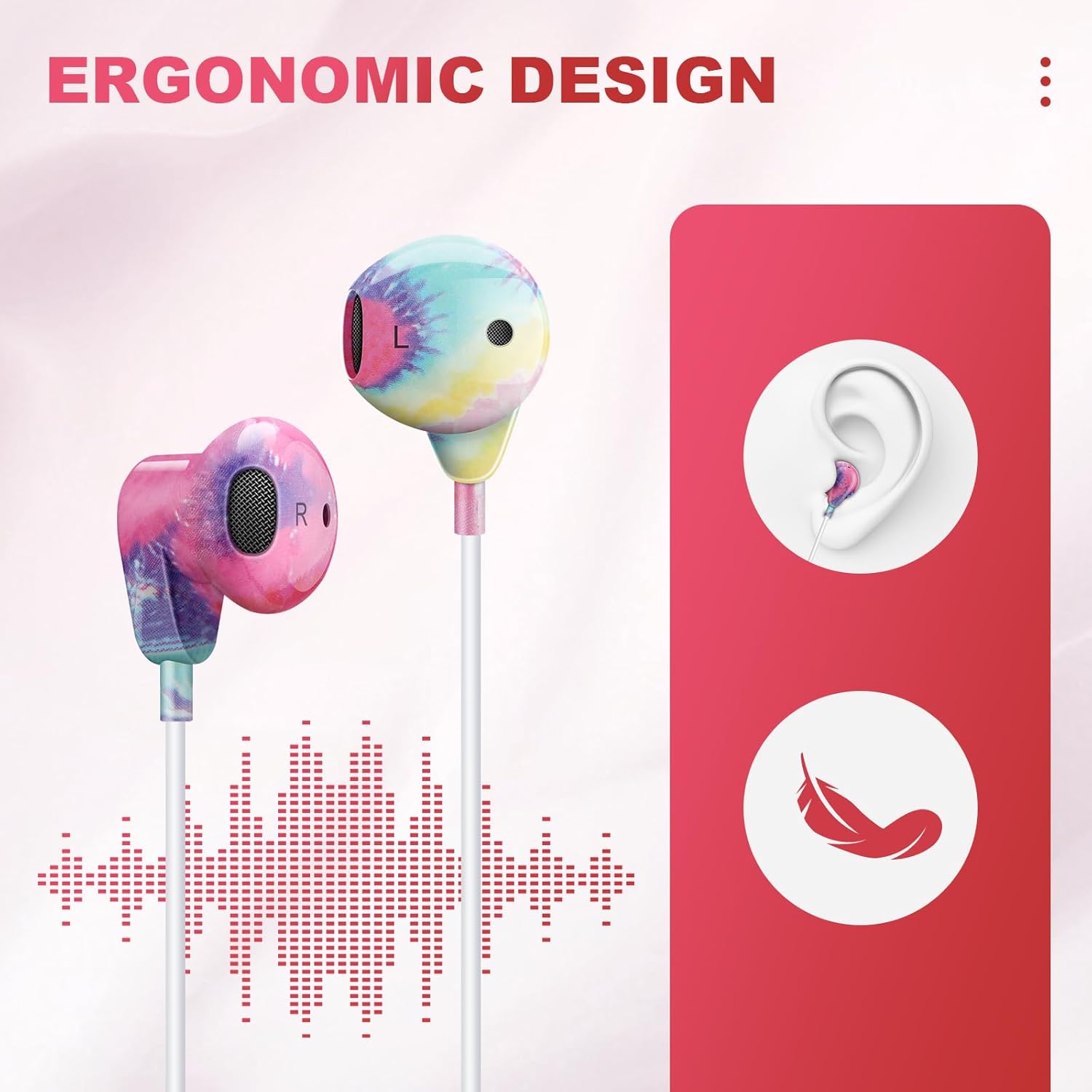 XNMOA Auriculares con cable con micrófono, auriculares con cable de 0.138 in, auriculares con cable intrauditivos estéreo de alta fidelidad,