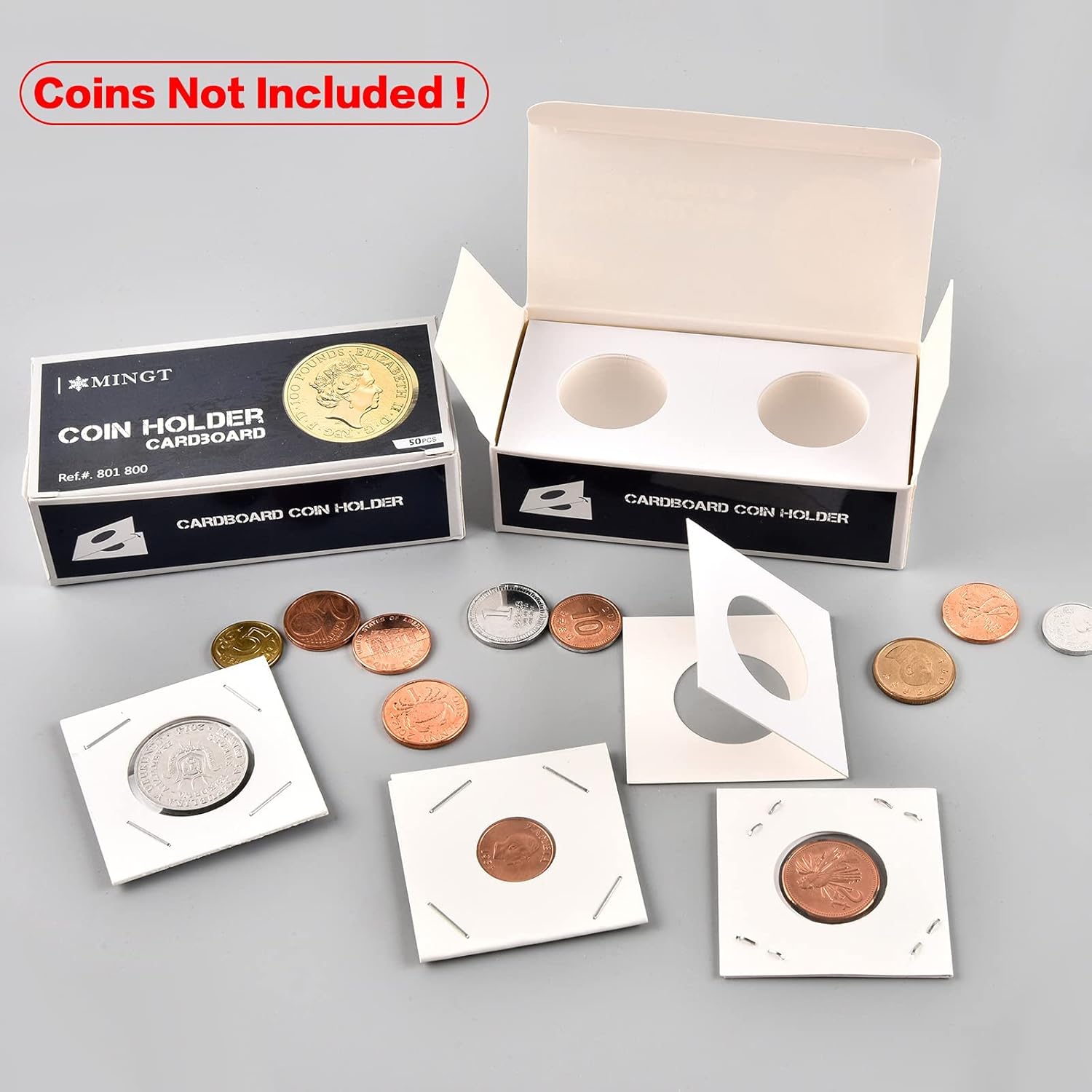 350 soportes para monedas de cartón, monedas, 2 x 2, 7 tamaños para coleccionistas, protector para coleccionistas, se adapta a 20.5, 23, 25, 27.5,