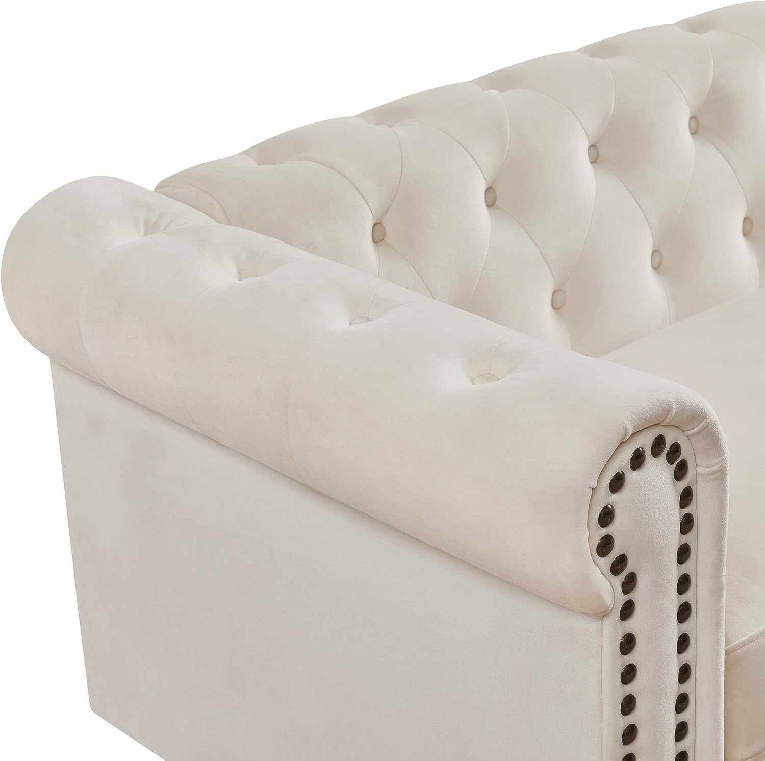 Chesterfield – Sofá moderno tapizado cómodo con asientos profundos, sofá de 3 plazas con 2 almohadas para sala de estar, apartamento, oficina, sala