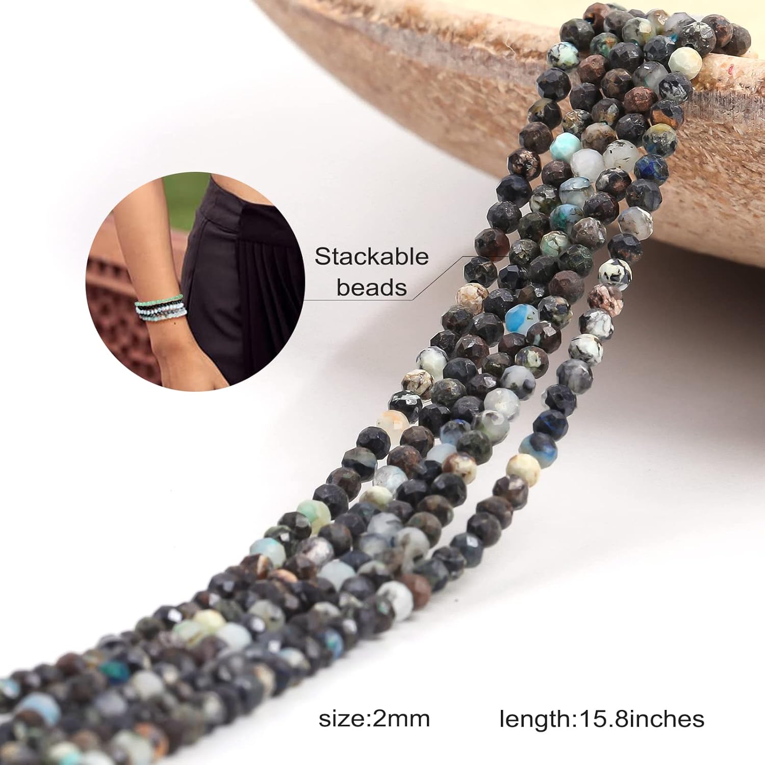Cuentas de piedra natural facetadas de 0.079 pulgadas para hacer joyas, cuentas de piedras preciosas de calidad AAA, mezcla de cuentas de jade