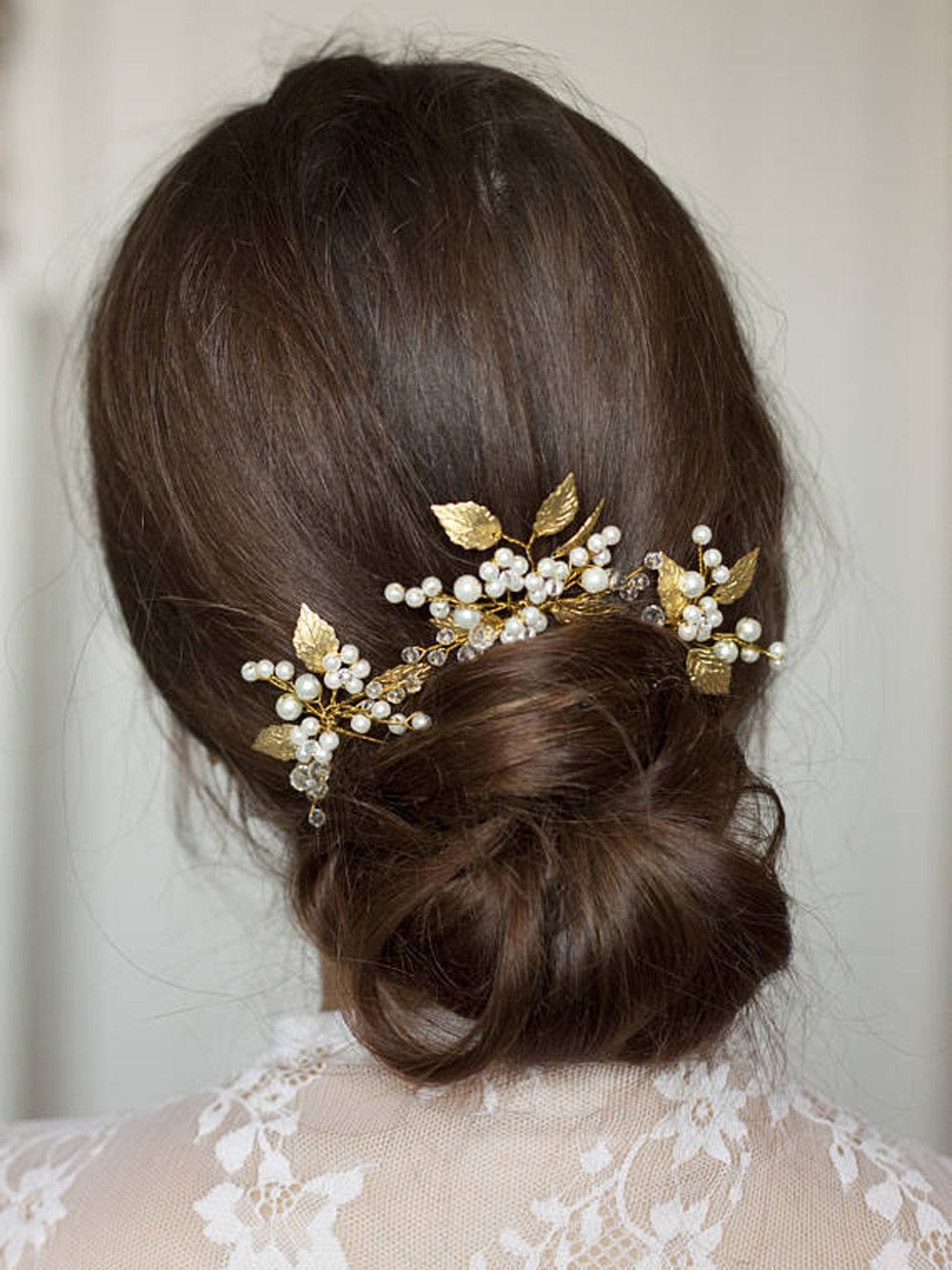 FXmimior Tocado de novia vintage con hojas de cristal, pasadores Bobby, accesorios para el cabello para fiesta de boda (paquete de 3) (dorado)