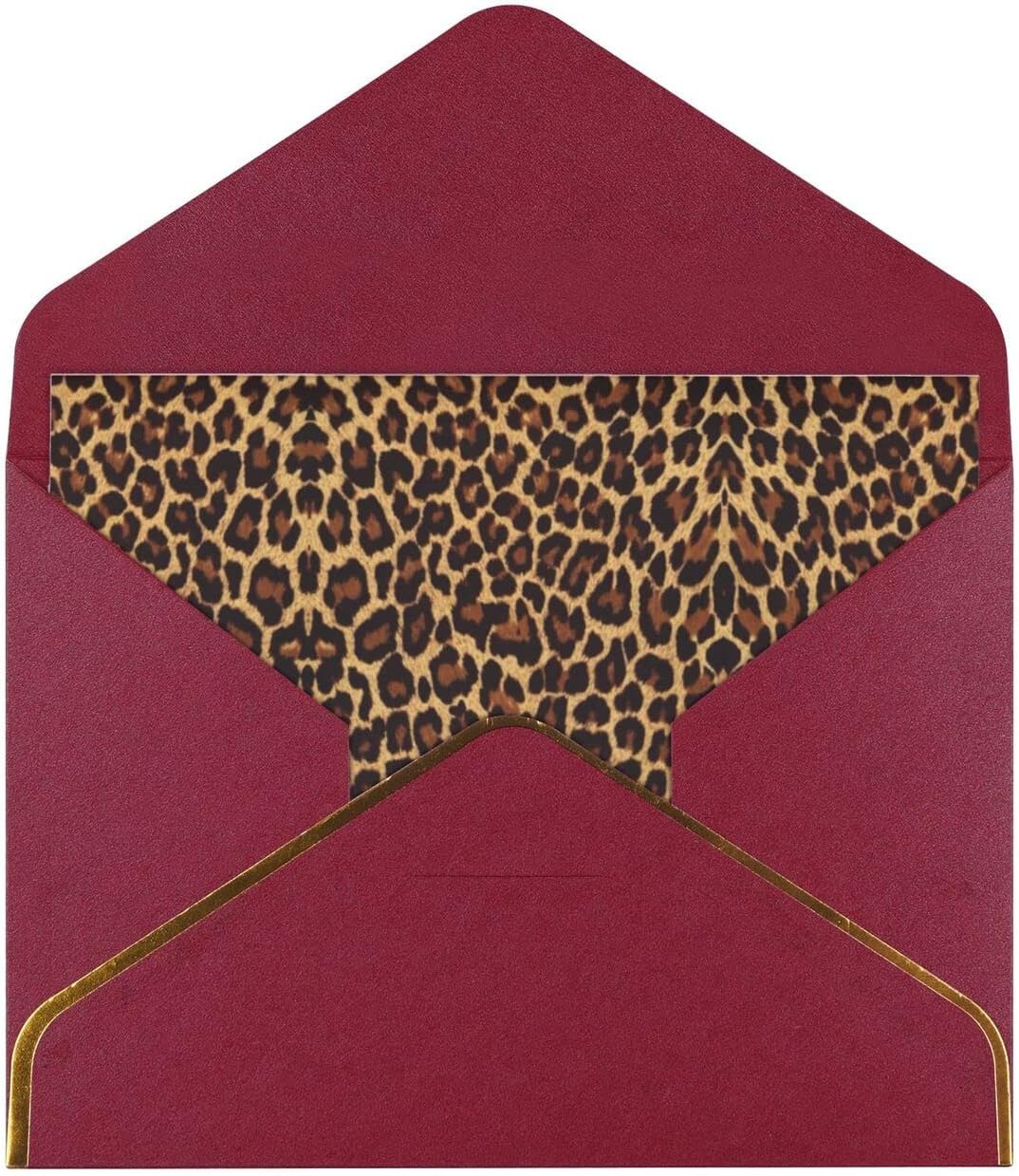 El leopardo modeló las tarjetas de agradecimiento de la impresión del papel pintado con los sobres, tarjeta de felicitación de papel perla, en