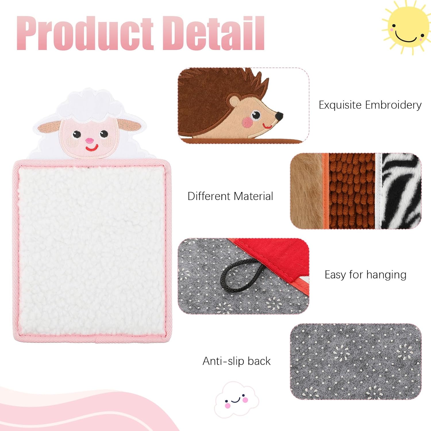 9 piezas de tapete sensorial con temática de animales, paneles de pared sensoriales para niños, autismo, productos sensoriales con textura surtida,