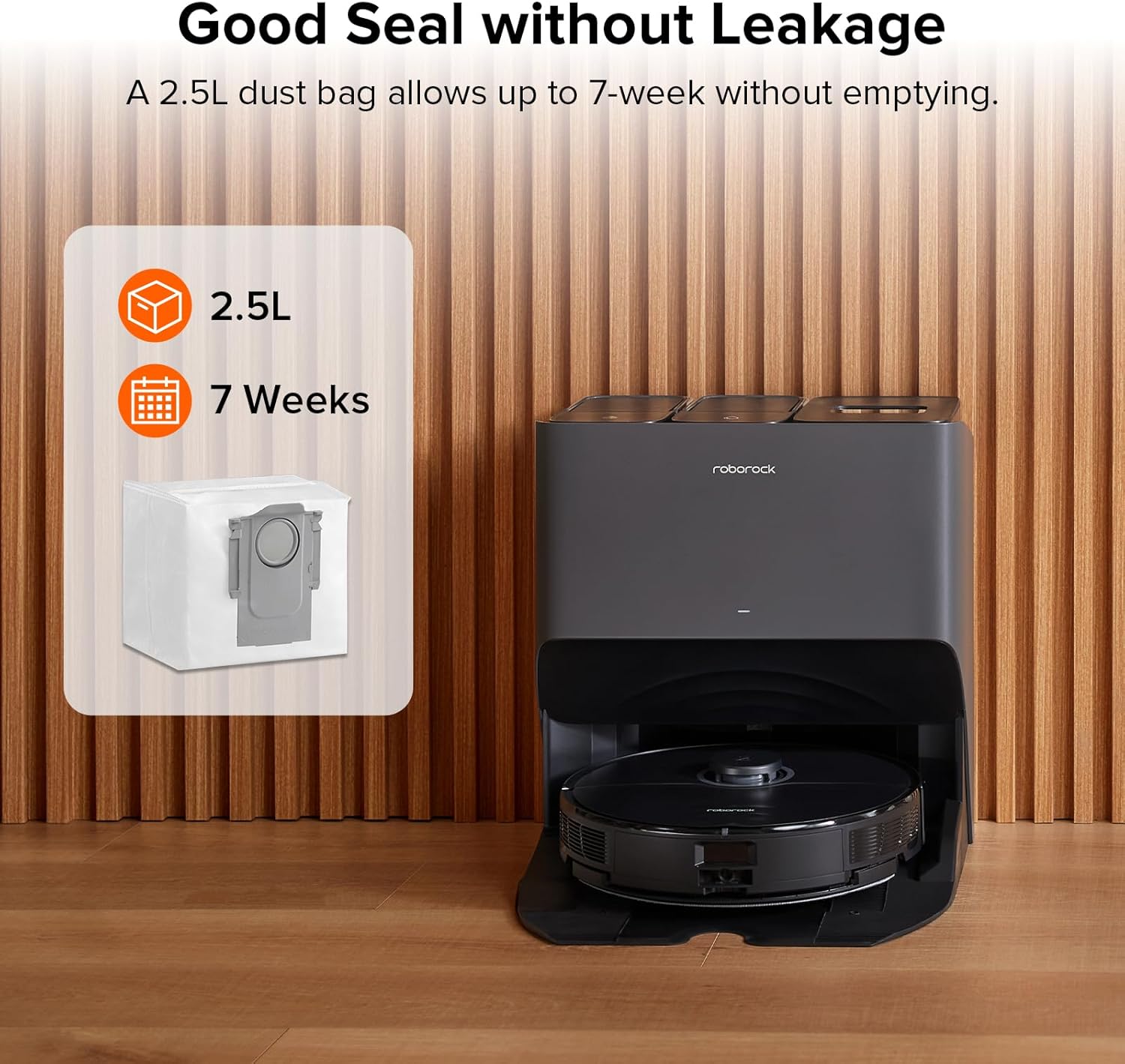 Paquete de 6 bolsas de vacío desechables de 2.5 L para aspiradoras robot roborock S7, S8, Q5, Q7, Q8 y bases de vacío automático
