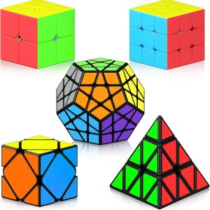 Vdealen Juego de cubos de velocidad paquete de cubos de rompecabezas de 2 x 2 3 x 3 pirámide de dodecaedro juego de cubos mágicos de calcomanías Vdealen Juego de cubos de velocidad paquete de cubos de rompecabezas de 2 x 2 3 x 3 pirámide de dodecaedro juego de cubos mágicos de calcomanías