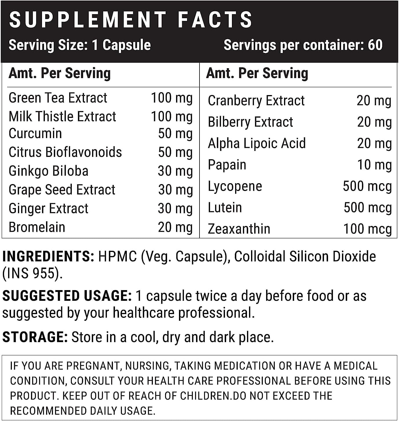 Sheltr Suplemento súper antioxidante licopeno, té verde, cardo mariano, curcumina, semilla de uva, ginkgo biloba, jengibre, arándano, arándano,