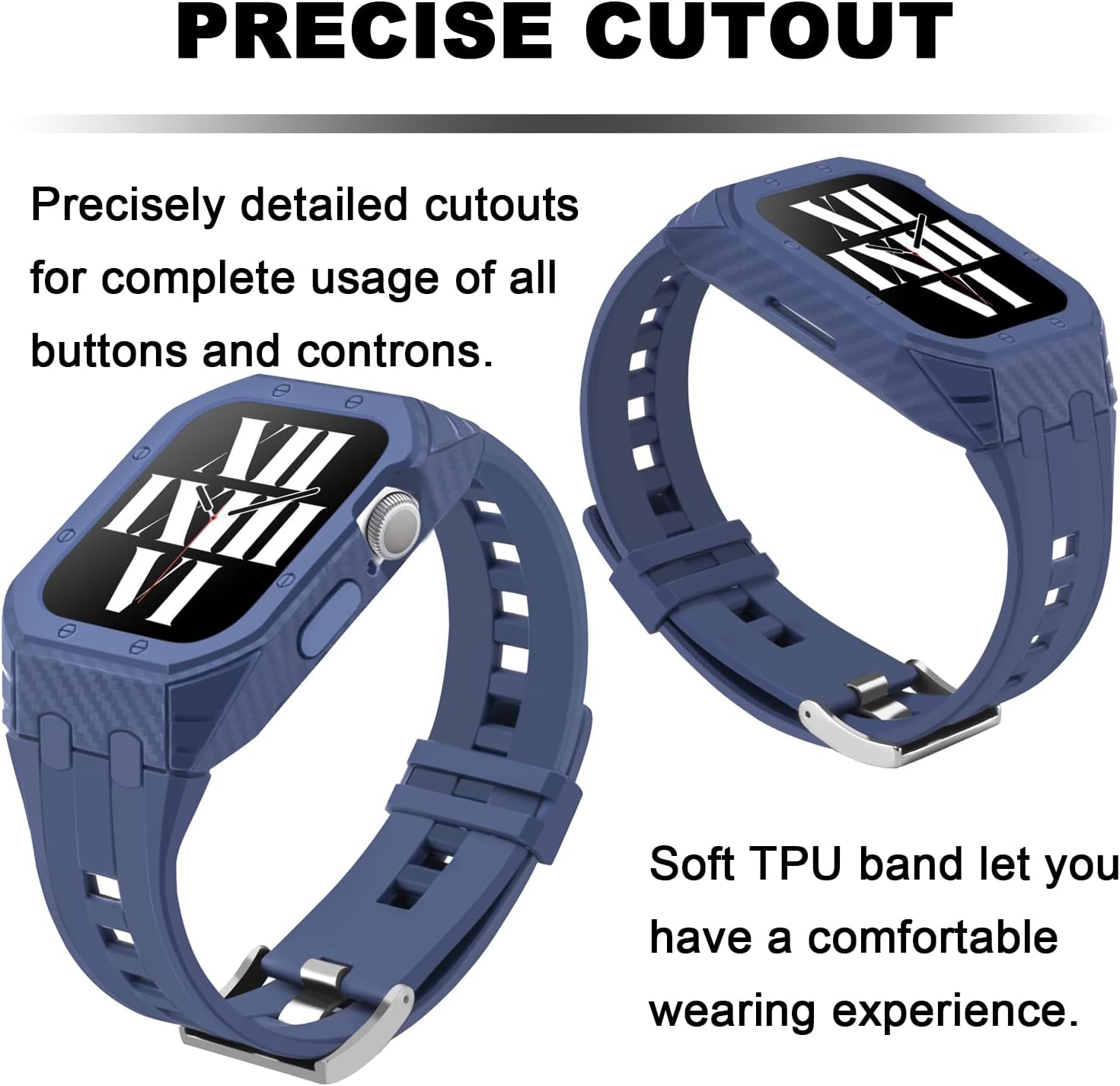 Correa para Apple Watch de 1.772 pulgadas con pulseras, funda protectora completa resistente y correa de muñeca suave para hombres y mujeres, bandas