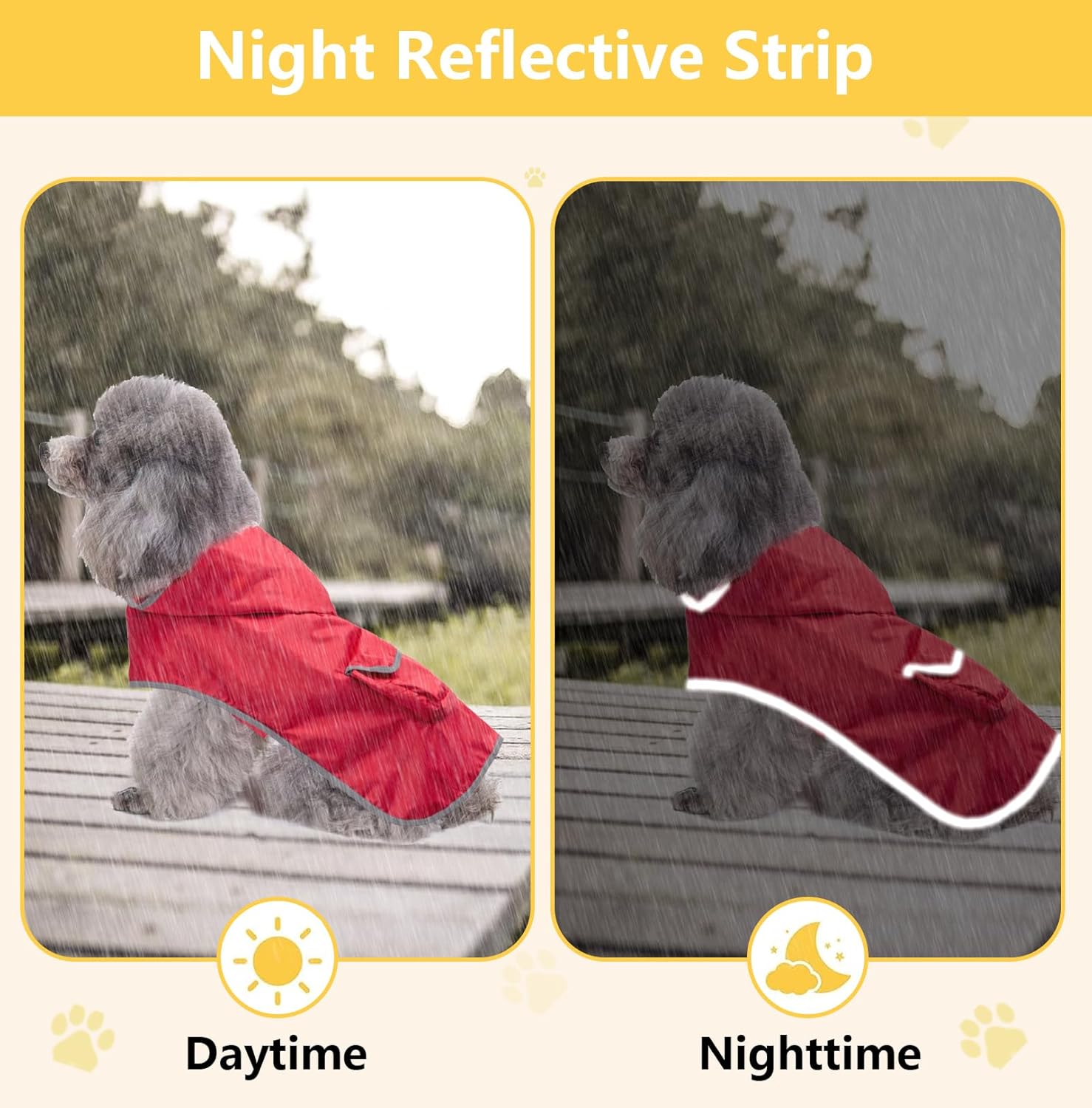 Chubasquero impermeable con capucha para perro, chaqueta impermeable ligera y plegable, impermeable reflectante para exteriores para cachorros de