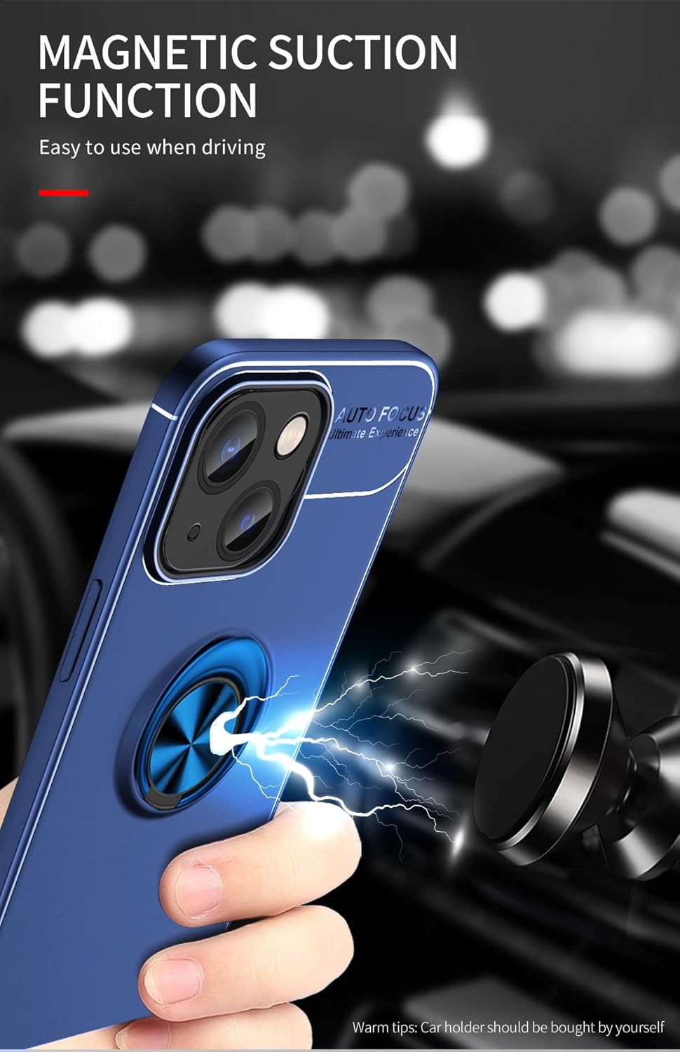 Asuwish Funda de teléfono para iPhone 13 de 6.1 pulgadas con protector de pantalla de vidrio templado y soporte de anillo híbrido, accesorios de