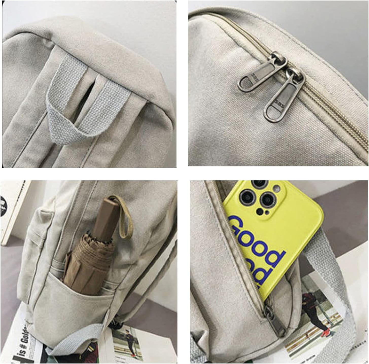 Mochilas estéticas, ligeras, repelentes al agua, informales, para mujer, hombre, escuela, regalo para estudiantes, Negro -, Mochila