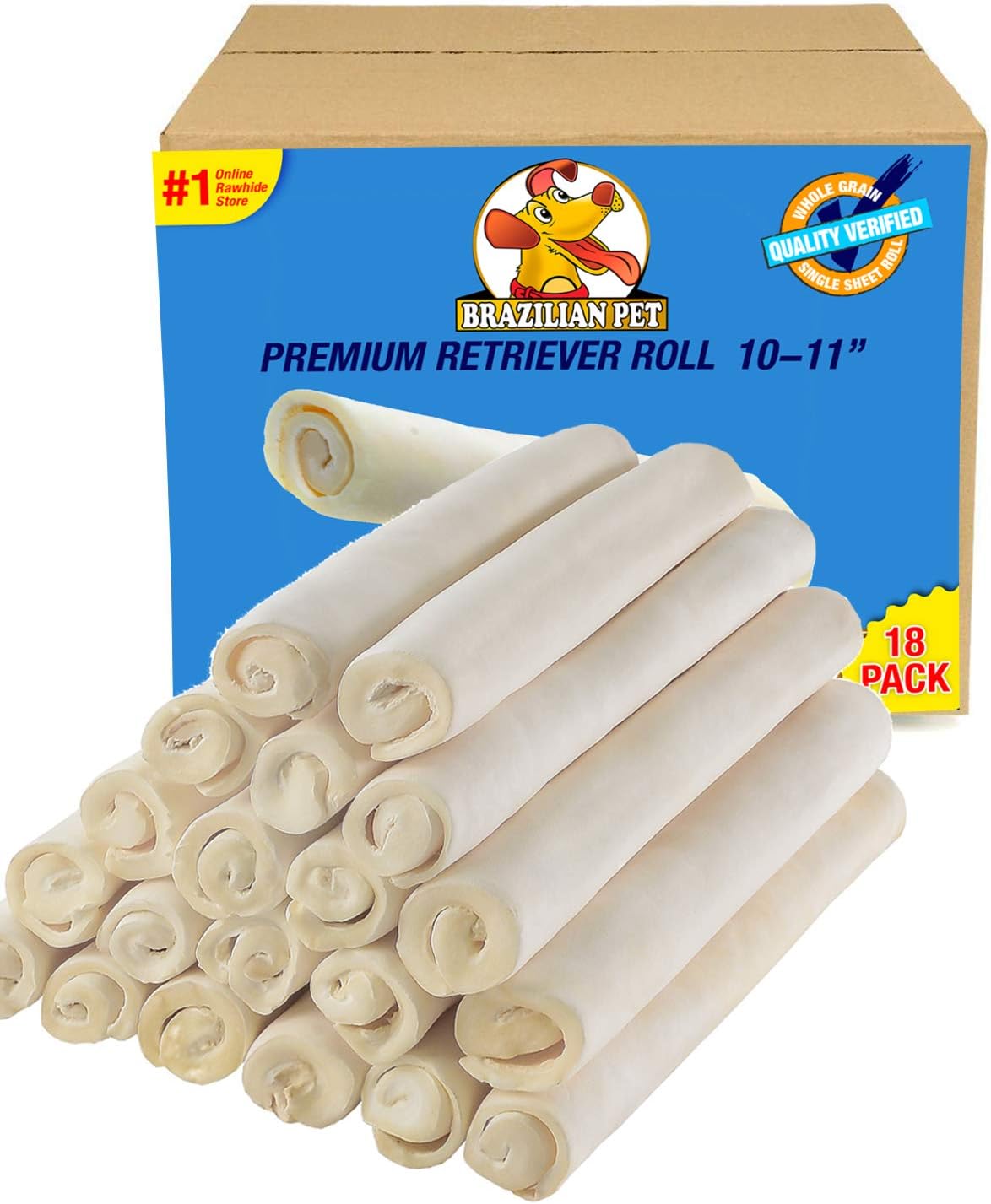 Rollos Retriever Premium de 10-11 pulgadas (paquete de 18) – 100% natural hoja individual de cuero crudo