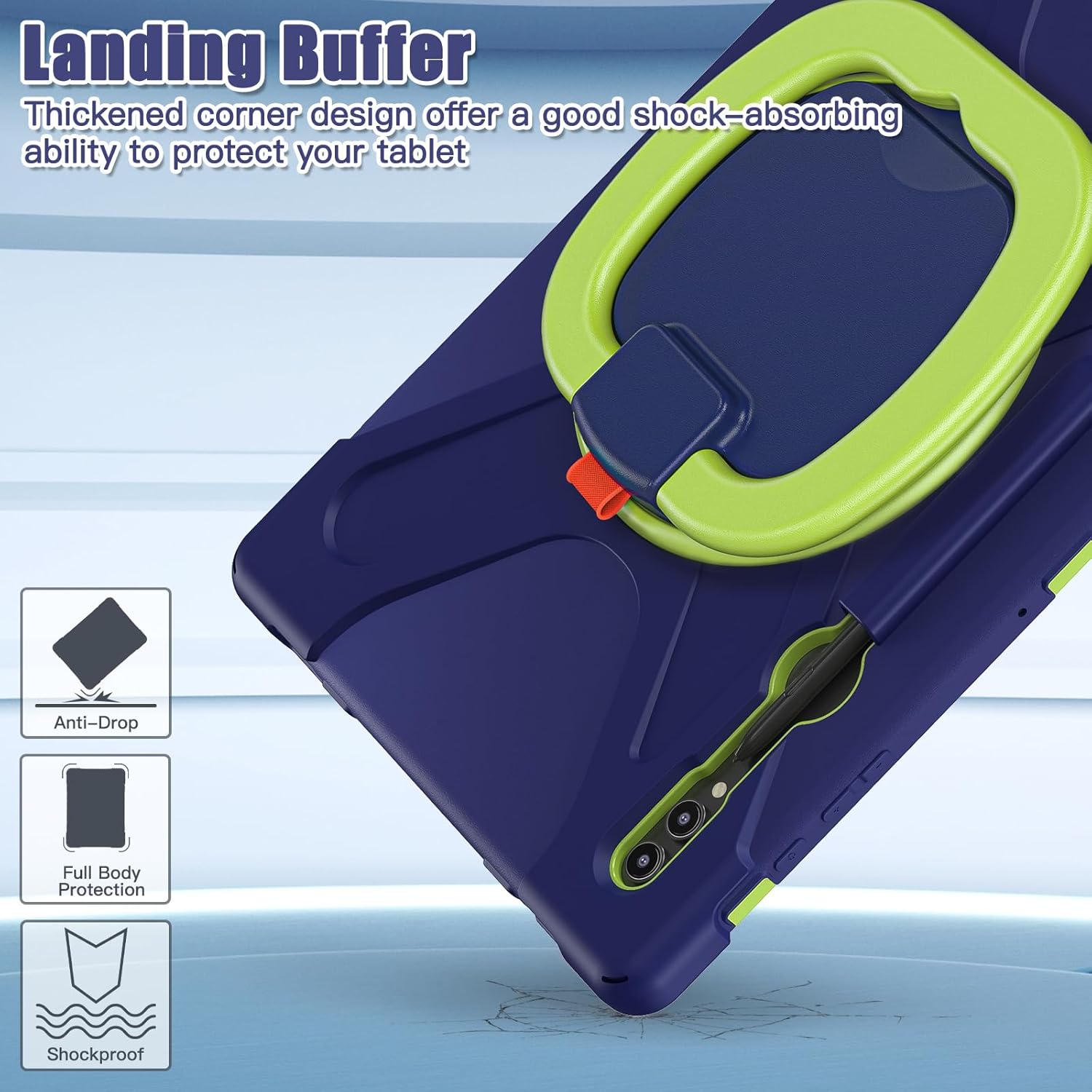 Funda de rotación 360 para Samsung Galaxy Tab S9 Ultra de 14.6 pulgadas, funda resistente con anillo giratorio, correa de transporte para hombro,