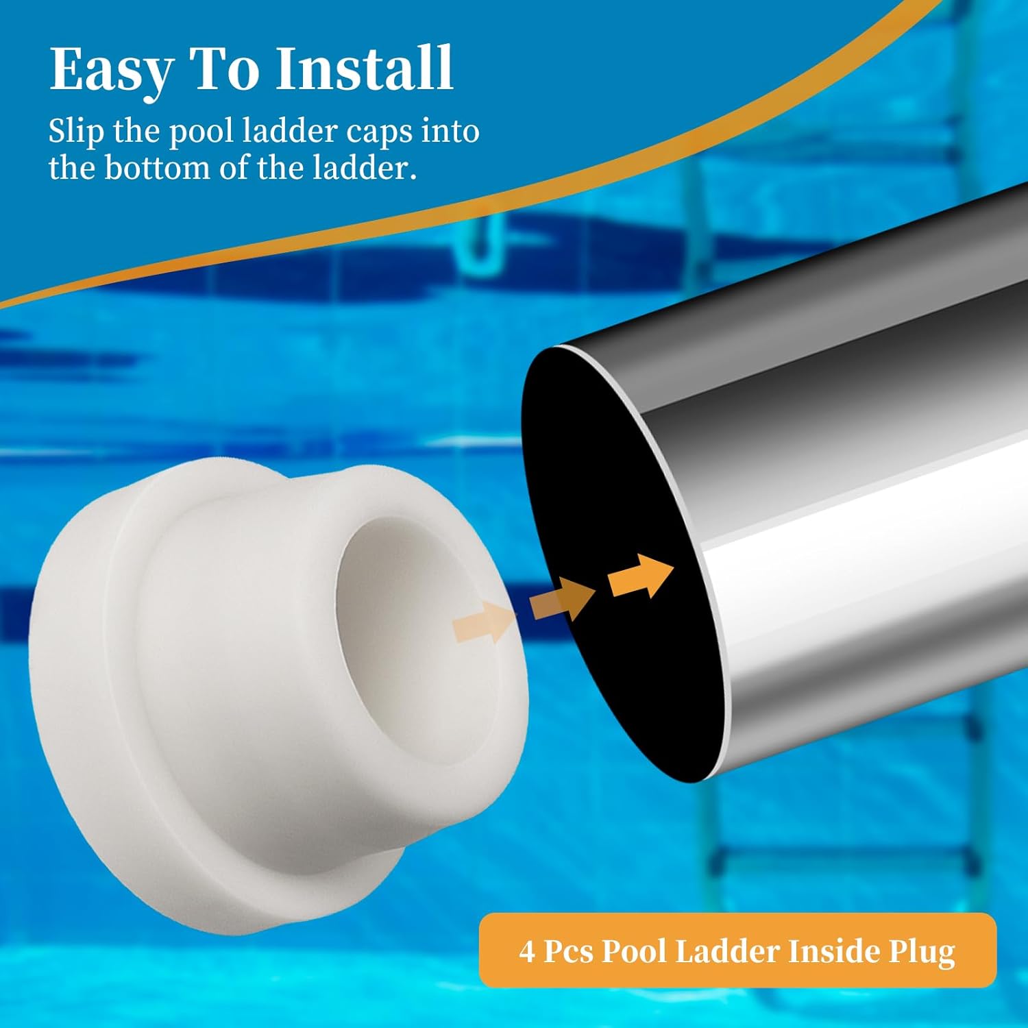 Escalera universal para piscina de 1.9 pulgadas, tubo estándar de escalera de piscina enterrada  Tapa de goma para parachoques interior tapón