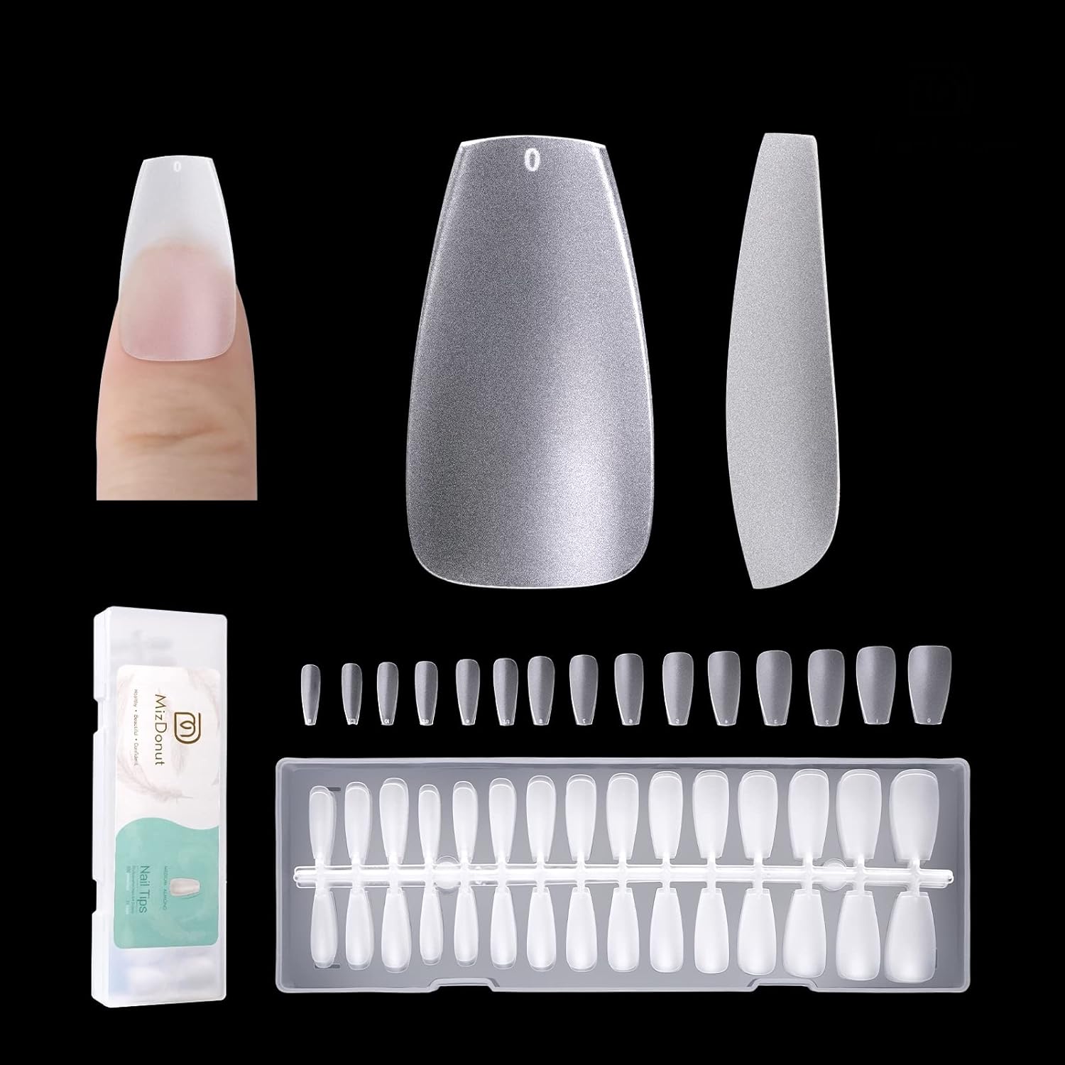 Puntas de gel para uñas suaves, 15 tamaños, 300 piezas preformadas totalmente mate, no necesita limar, extensiones de uñas fáciles de remojar, uñas