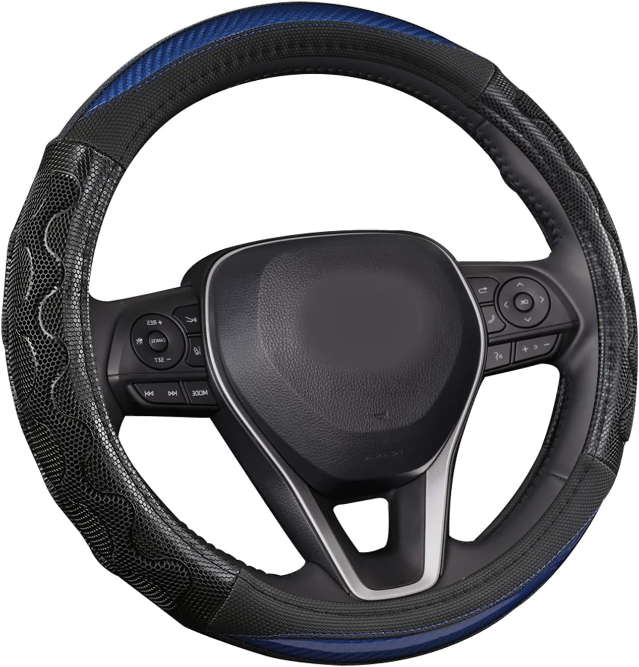 GIANT PANDA Funda de volante para Toyota Tacoma 4Runner Tundra Sequoia, cubierta de volante de automóvil para grandes 15.5-16 pulgadas, color azul