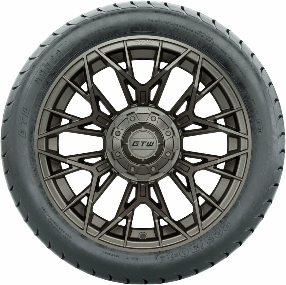 GTW Combo de ruedas y neumáticos para carrito de golf de 14 pulgadas  GTW Stellar ruedas de bronce mate en neumáticos Mamba Street 22530-14 (19″)