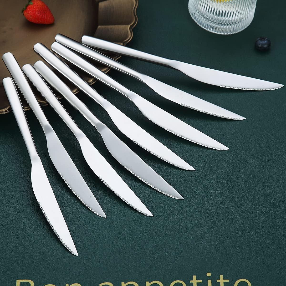 HOMQUEN Cuchillos para carne, juego de 8 cuchillos de carne de acero inoxidable de alta calidad, juegos de cuchillos de carne, cuchillos alemanes