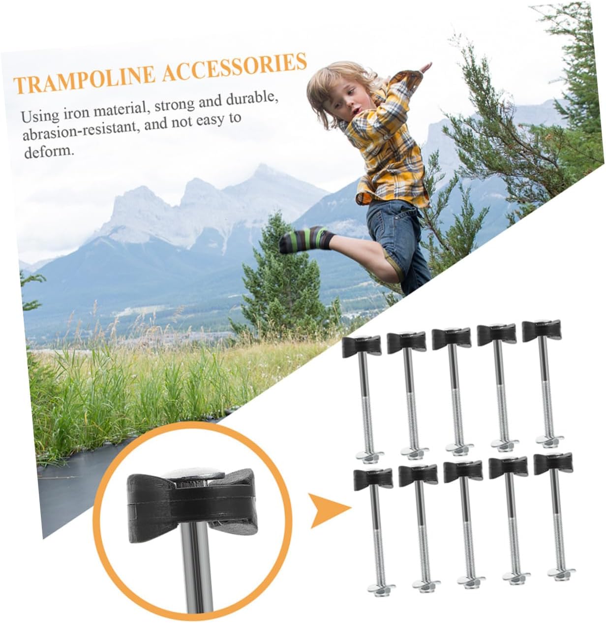 VANZACK 20 piezas de tornillos para trampolín herramientas para niños, tornillos autorroscantes, tornillos fijadores de trampolín, herramienta de