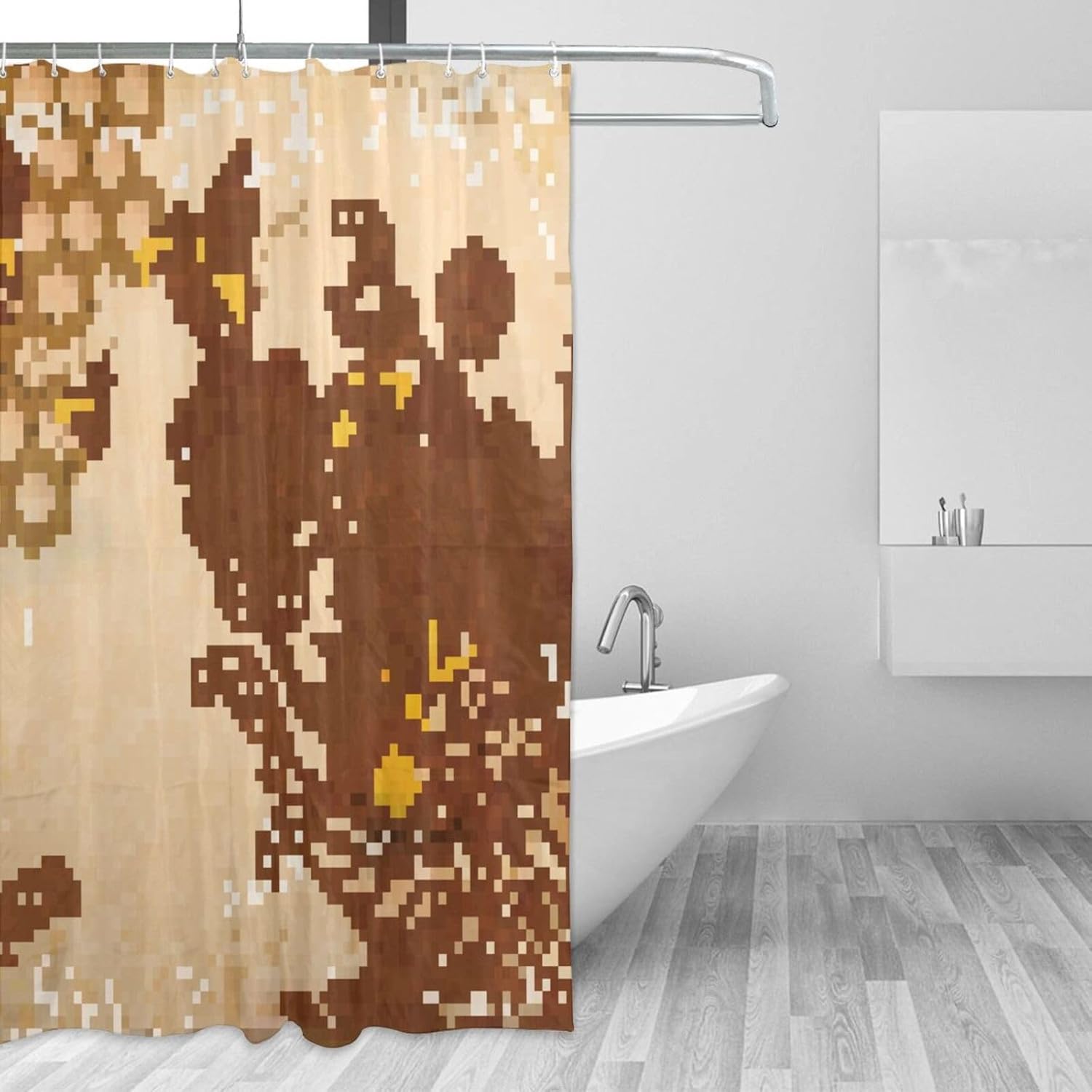 Honey Bee – Cortina de ducha de plástico de 72 x 72 pulgadas, cortinas de ducha extralargas para baño, juego de liquidación con ganchos, cortinas de