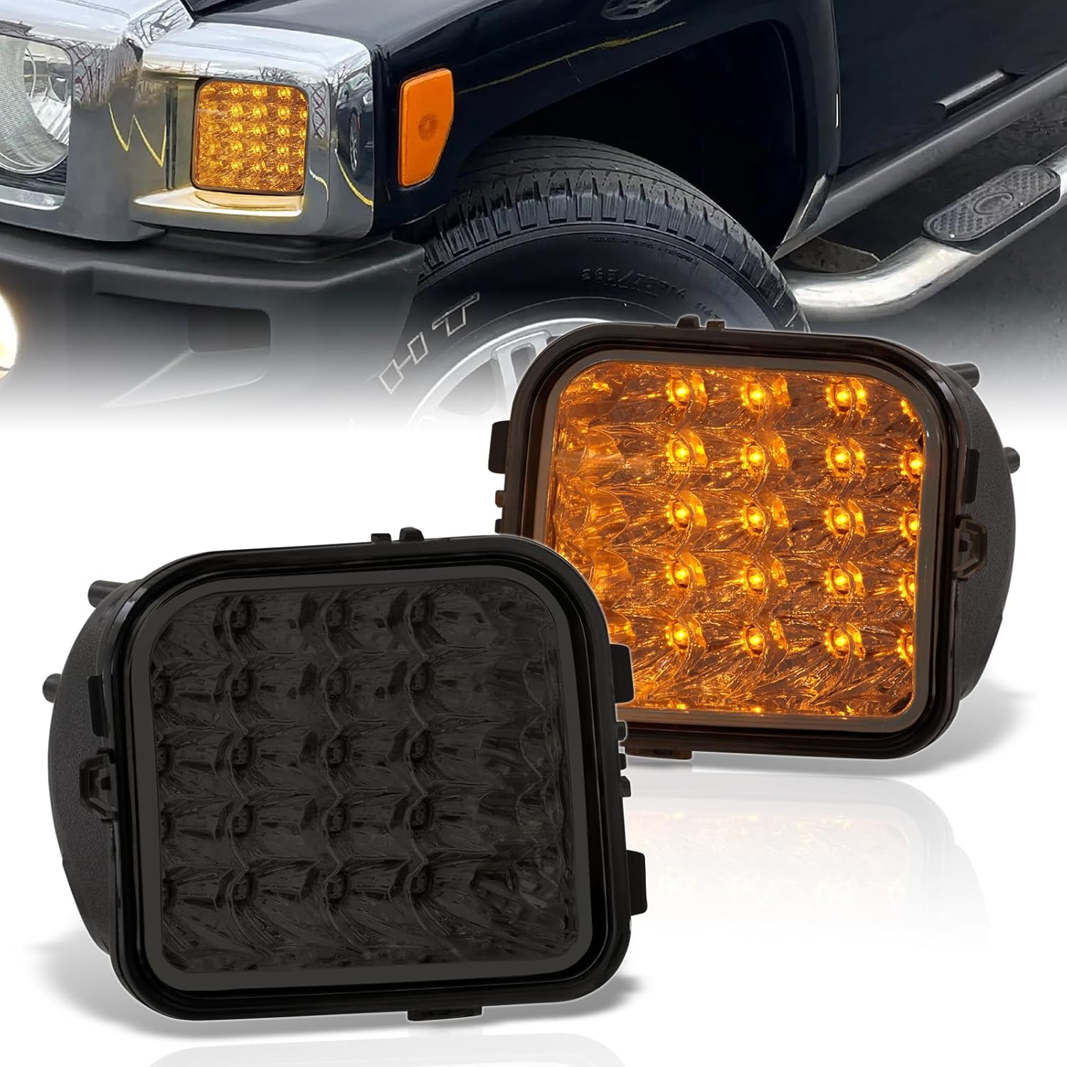 AJP Distributors Lentes ahumadas LED ámbar intermitentes luces parachoques esquina estacionamiento lámparas conjunto conjunto izquierda derecha