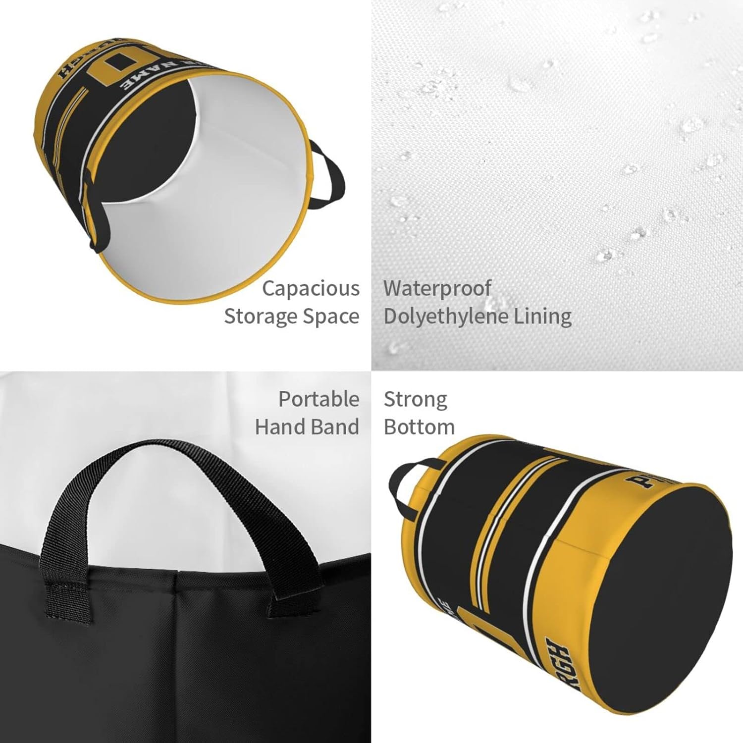 Cesta de lavandería personalizada de Pittsburgh, cesta de lavandería personalizada con nombre y número, cesta de almacenamiento plegable para