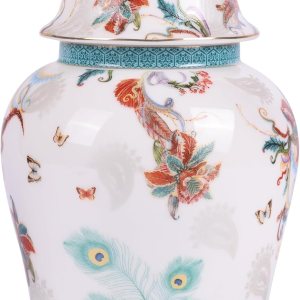 Tarro de jengibre chino con tapa, estilo antiguo, decorativo para el hogar, retro, flores de porcelana azul y blanca, florero de cerámica cubierto, Tarro de jengibre chino con tapa, estilo antiguo, decorativo para el hogar, retro, flores de porcelana azul y blanca, florero de cerámica cubierto,