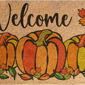 Tapete de bienvenida con diseño de calabaza de otoño, para exteriores, para puerta delantera, hojas de arce, antideslizante, para casa de campo, Tapete de bienvenida con diseño de calabaza de otoño, para exteriores, para puerta delantera, hojas de arce, antideslizante, para casa de campo,