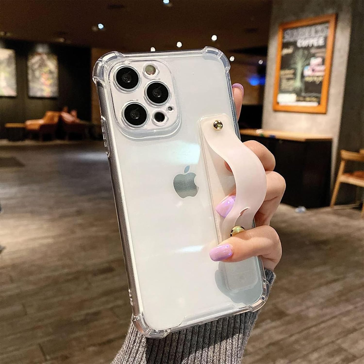 siduater Funda con soporte para correa para iPhone 11 Pro Max con soporte, funda protectora de TPU suave y transparente a prueba de golpes,