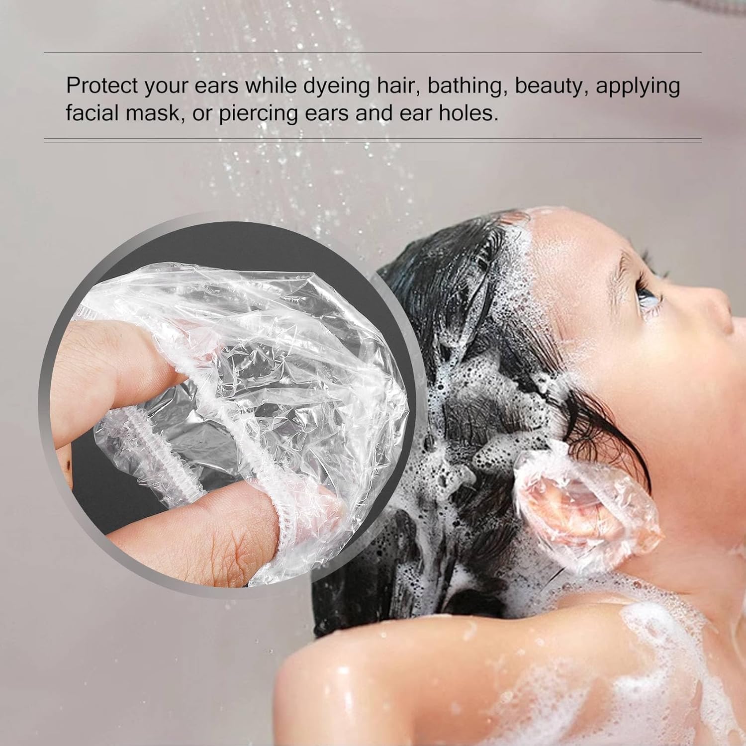 Srutueo 100 unidades desechables para ducha de bañoteñido de cabello, protectores de oído impermeables para salónuso doméstico