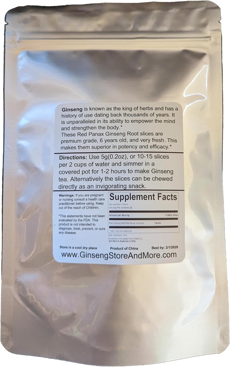 Rebanadas de ginseng Panax rojo  Raíces enteras de 6 años  Ginseng rojo coreano  Grado premium, muy grande y sin azúcar  Ginsenósidos altos para