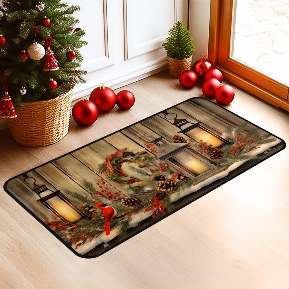 MSINMKOK Alfombra de pasillo de madera gris vintage, alfombra lavable de 20 x 40 pulgadas, antideslizante, para pasillo, baño, cocina, dormitorio,