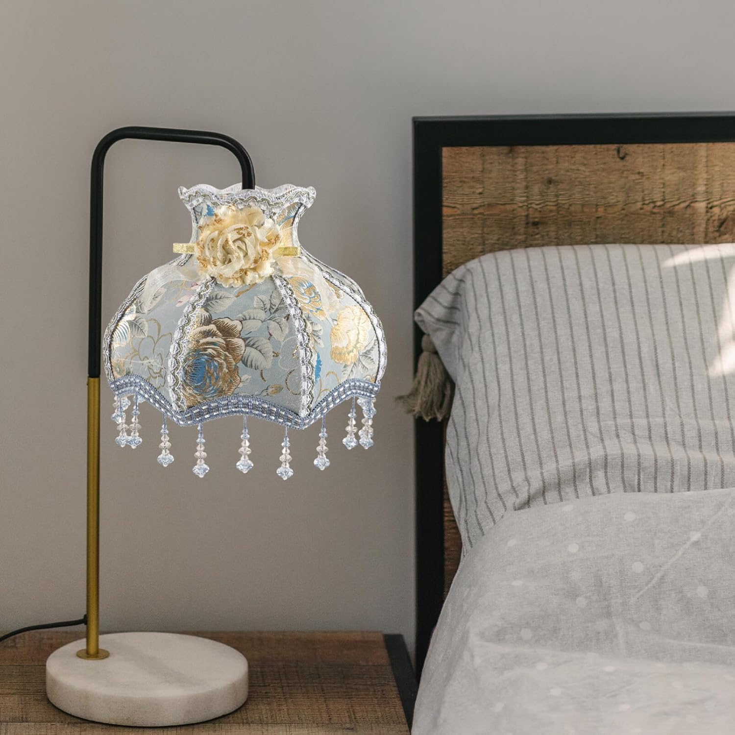 Uonlytech Estilo europeo colgante de cuentas pantalla de lámpara pantallas de tela pantalla de lámpara de hotel sombra de lámpara de la habitación