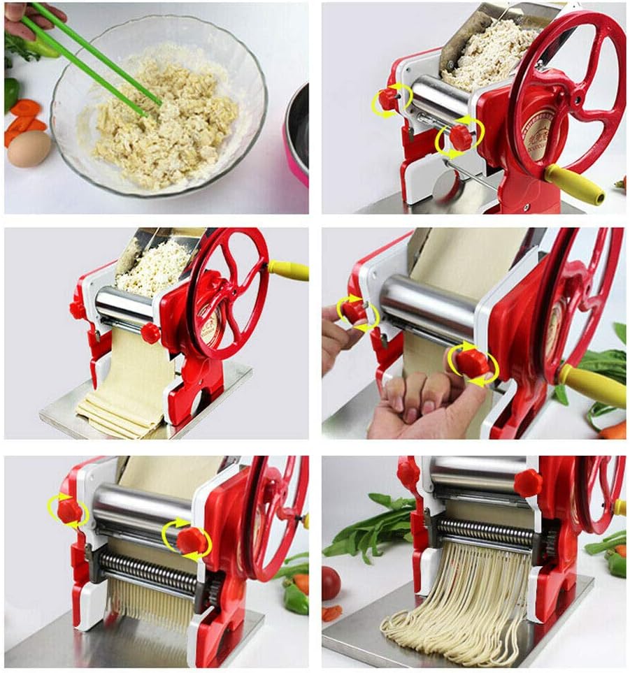 Máquina manual de pasta fresca de acero inoxidable para pasta de fideos caseros, cortador de fideos resistentes para masa, fideos anchos, fideos