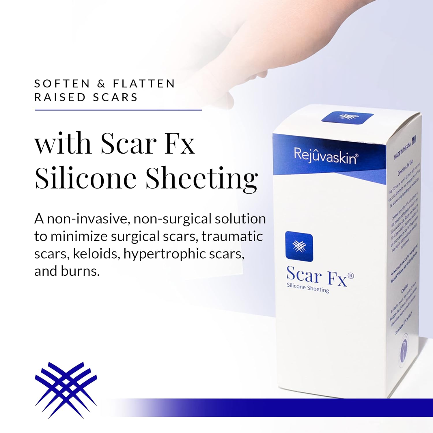 Rejuvaskin Scar Fx – Lámina de silicona, cinta de silicona de 1 x 22 pulgadas para cicatrices abdominales, 1 hoja, suaviza, aplanar y reducir la