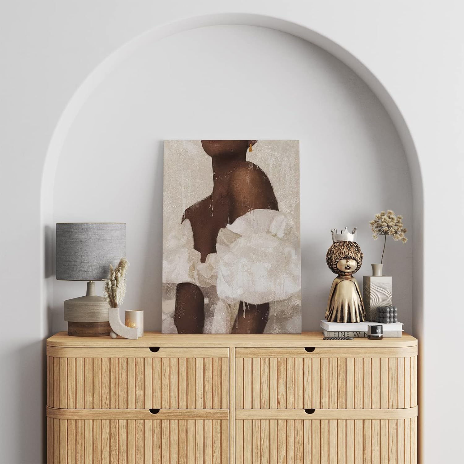 Tuyashua Lienzo decorativo con marco de mujer negra (11.5 x 15 pulgadas), arte de pared afroamericana, decoración de pared de niña negra para sala