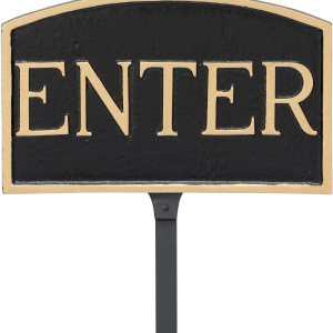 Montague Productos de Metal Enter Arqueado Césped Plaque, S, NegroDorado Montague Productos de Metal Enter Arqueado Césped Plaque, S, NegroDorado