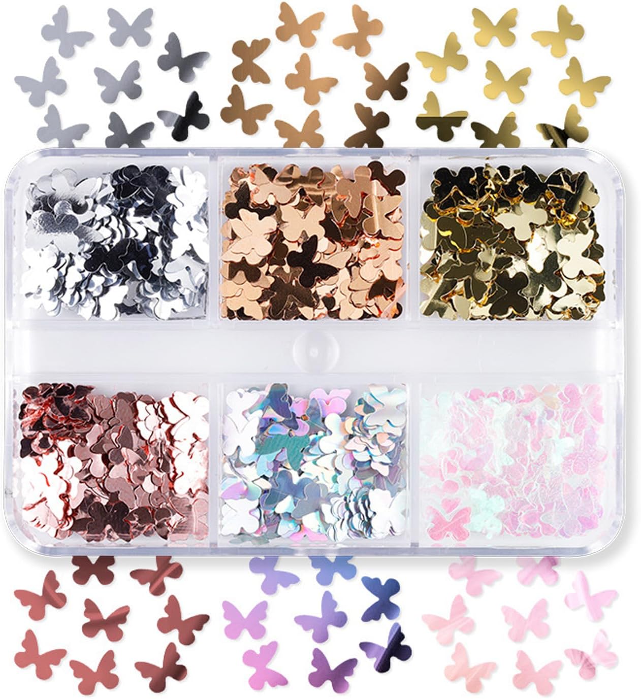 Kit de arte de uñas holográficas con purpurina y lentejuelas para uñas, diseño aurora, color rosa dorado, decoración de uñas acrílicas, suministros