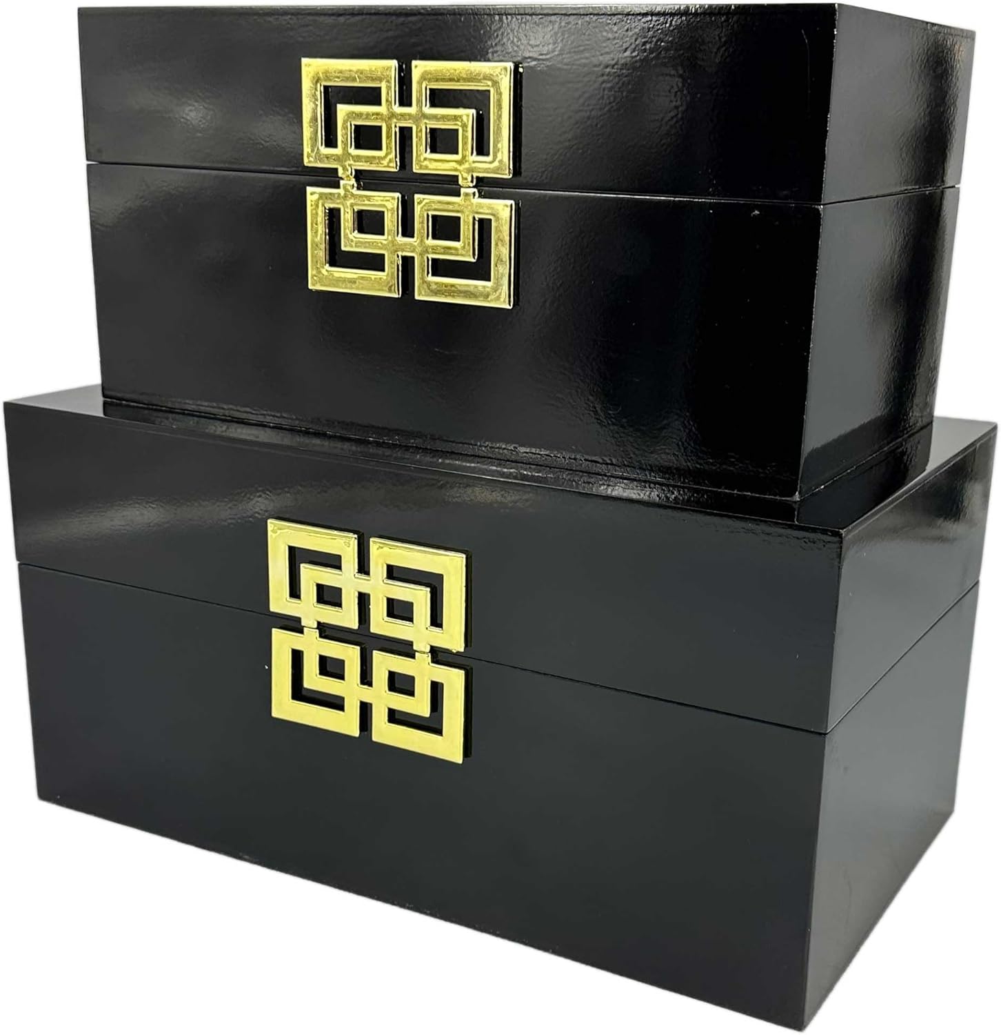 Galt International Juego de cajas de almacenamiento decorativas con tapa con bisagras, diseño clásico, cajas de decoración de madera con cierre