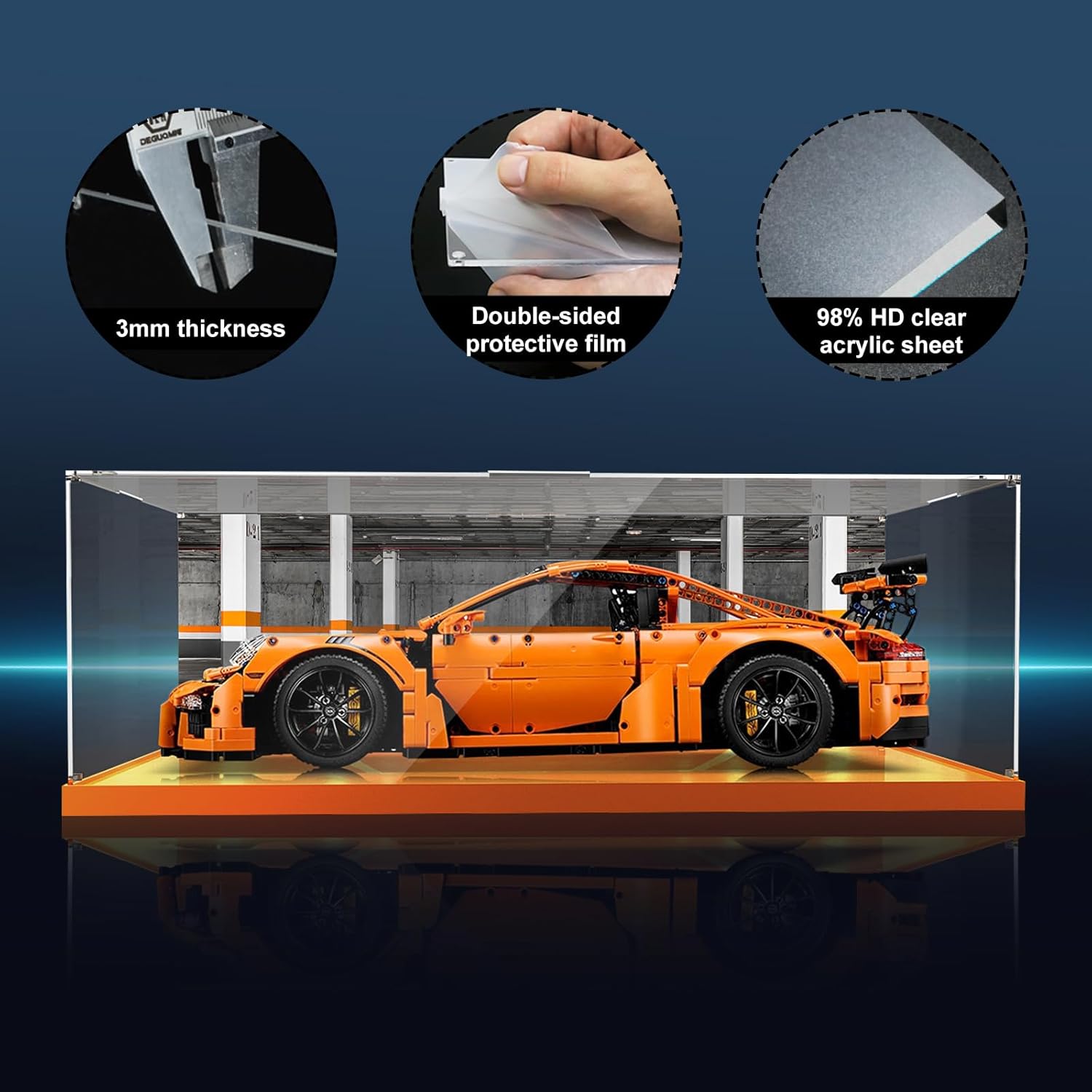 Vaodest Vitrina de acrílico para Lego 42056 Porsche GT3rs, caja de exhibición transparente HD de 0.118 in a prueba de polvo para Lego 42056 modelo
