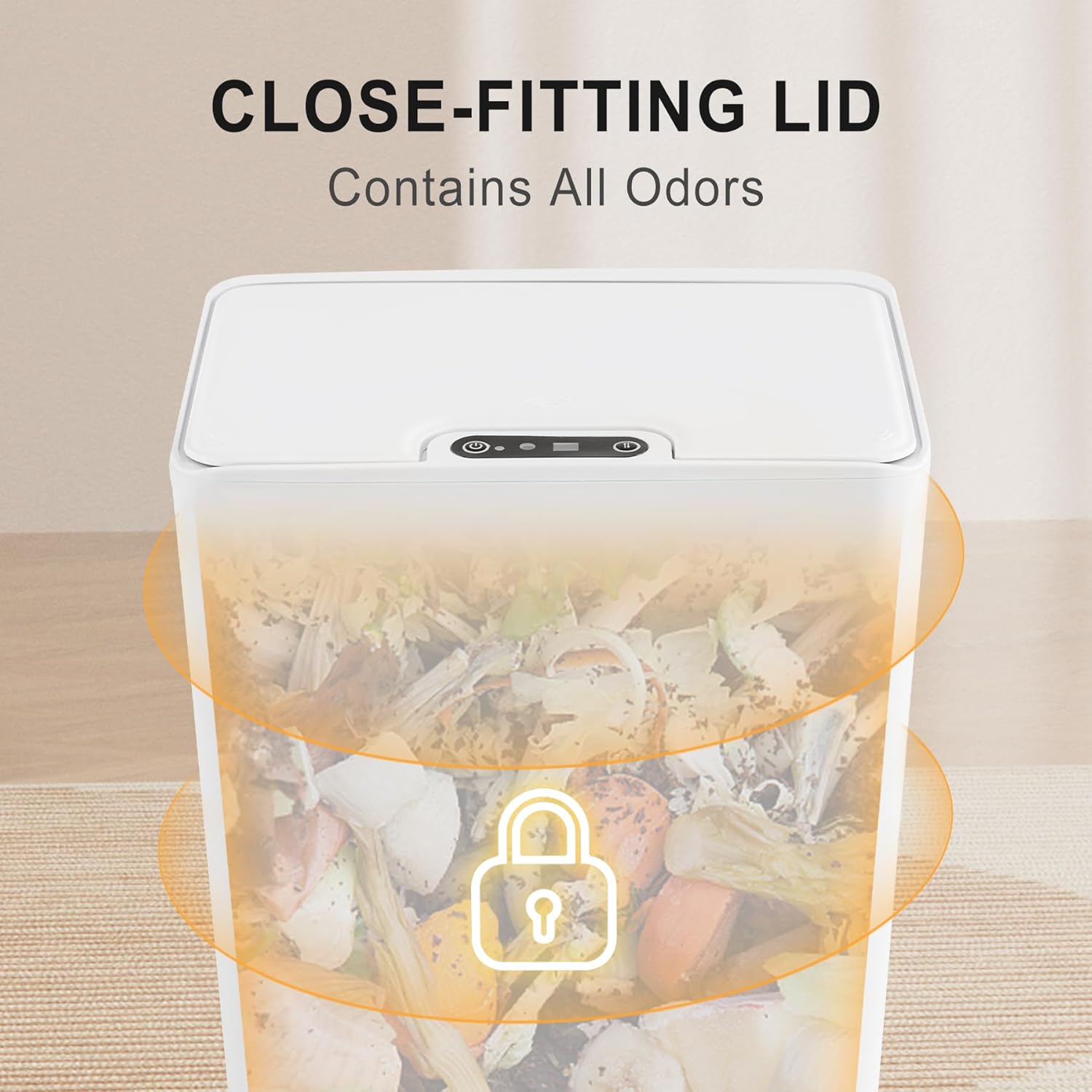 Cesun Cubo de basura automático con sensor de movimiento para baño con tapa, 4.0 galones, sin contacto, papelera de plástico inteligente, pequeña