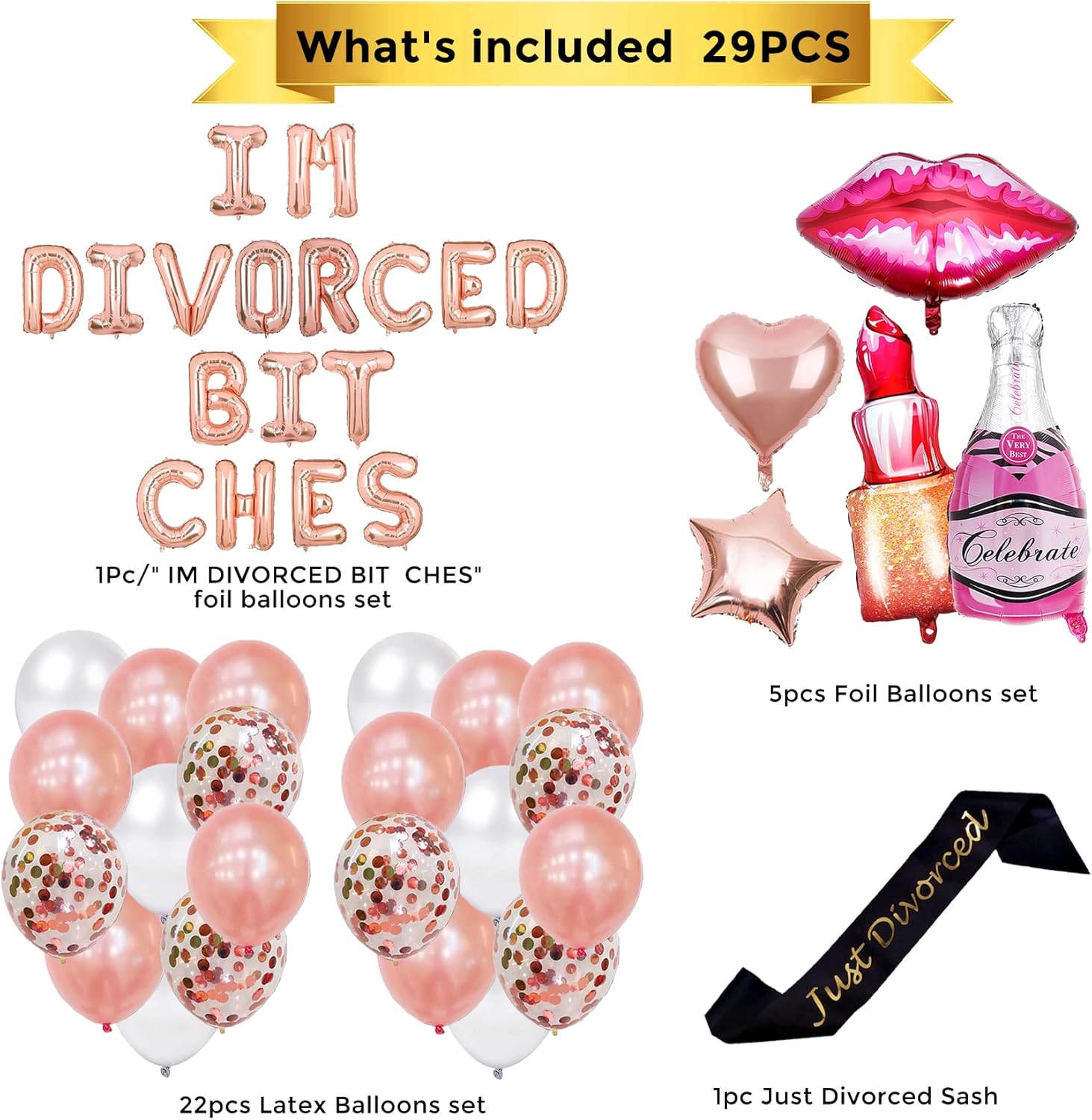 Decoraciones de fiesta de divorcio para mujeres, kit de recuerdos de fiesta de divorcio, suministros para fiesta de divorcio, simplemente