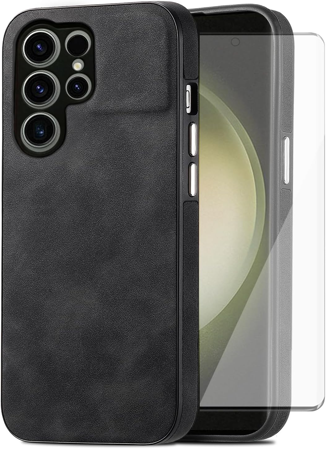 Asuwish Funda de teléfono para Samsung Galaxy S23 Ultra 5G con protector de pantalla de vidrio templado y funda delgada de cuero suave, accesorios