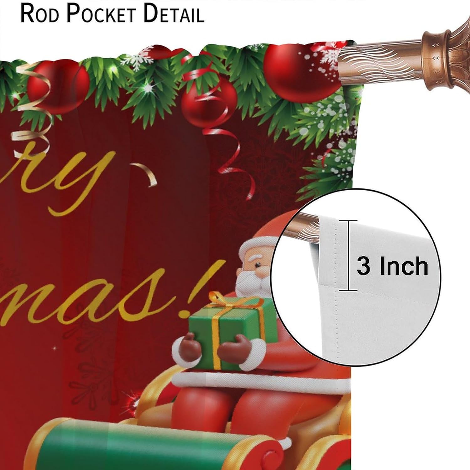BAEKJIN Cortinas de Navidad con diseño de muñeco de nieve, árbol de Navidad brillante, regalo de Papá Noel, decoración del hogar, cuarto del bebé,