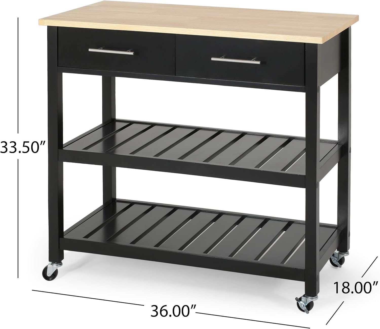Christopher Knight Home Neffs Carrito de cocina, natural + negro