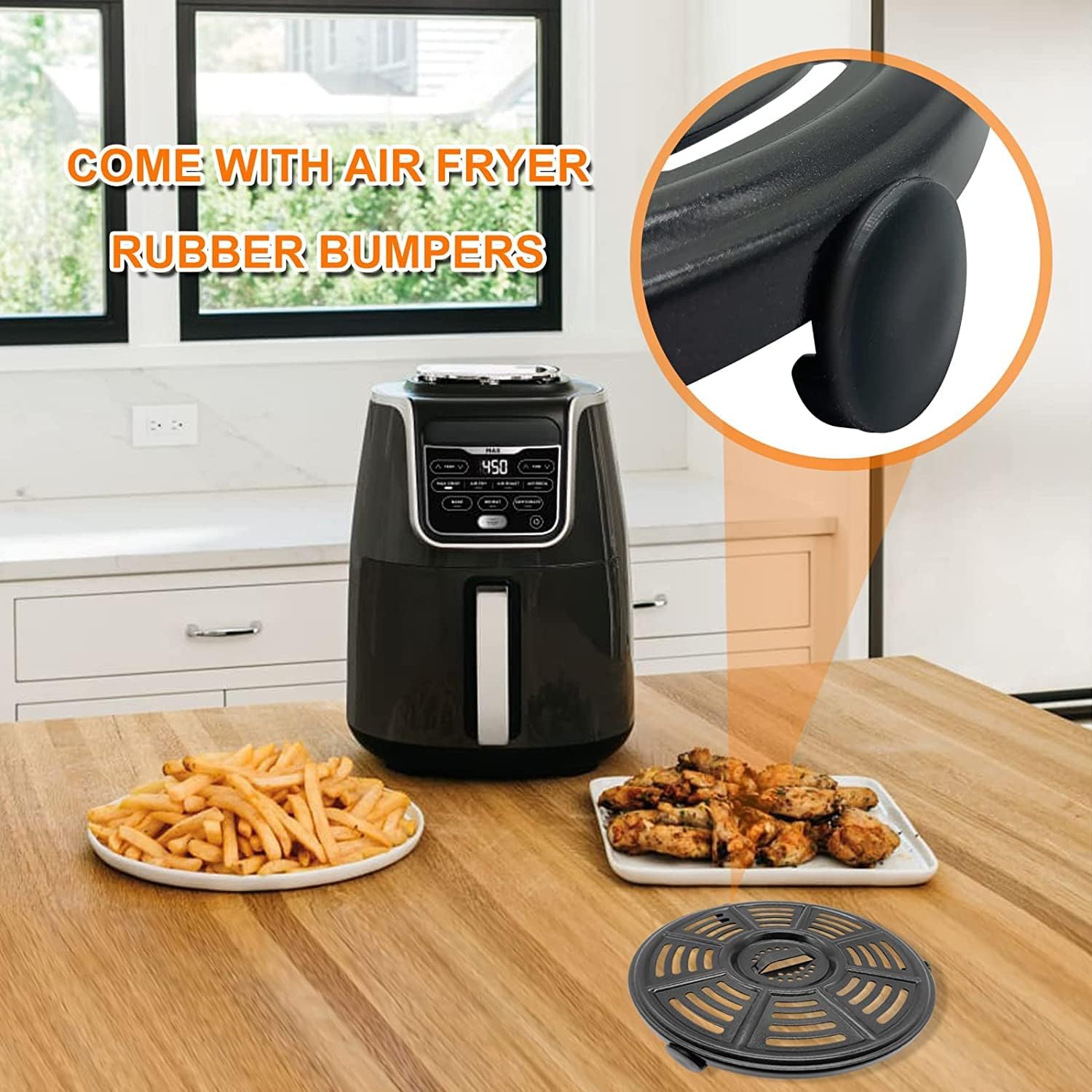 Gtiyzfae Bandeja para freidora de aire de 8.2 pulgadas para freidora de aire Ninja AF101 4QT AF161 AF150 XL 5.5QT, freidora de aire antiadherente