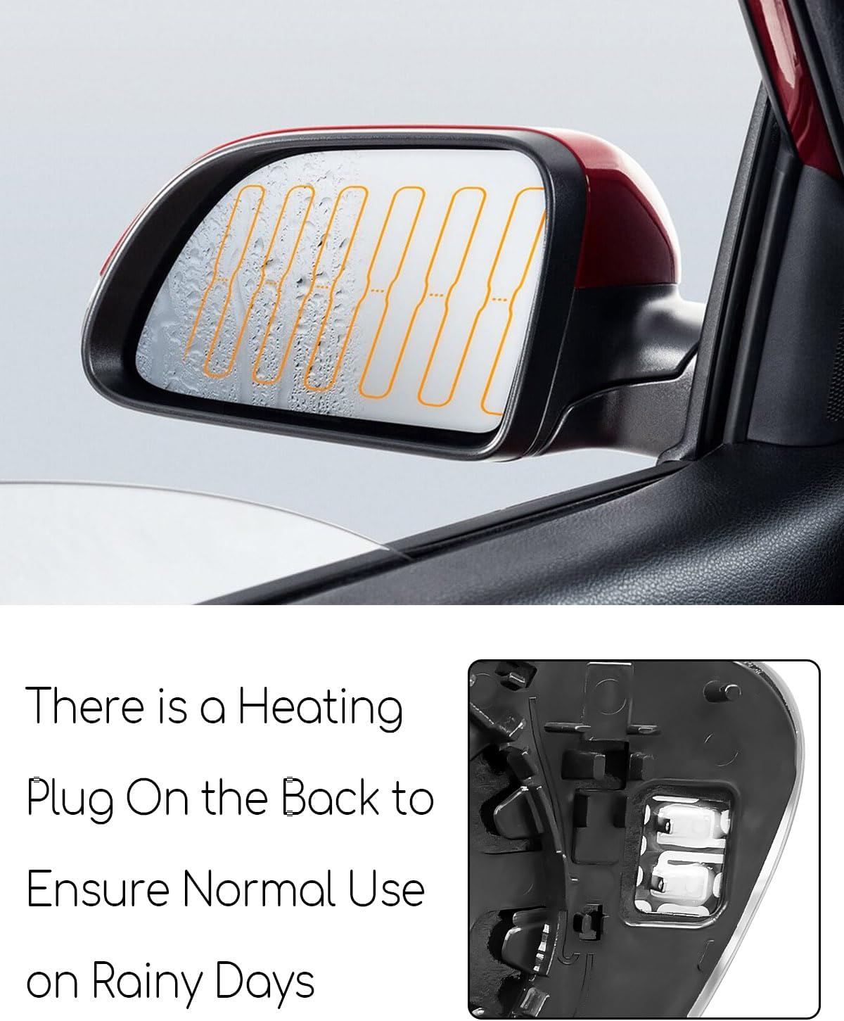 Espejo lateral azul antirreflejos para Tesla Model 3 2017-2023, espejo lateral de desempañamiento térmico de gran angular con placa trasera, 1 par