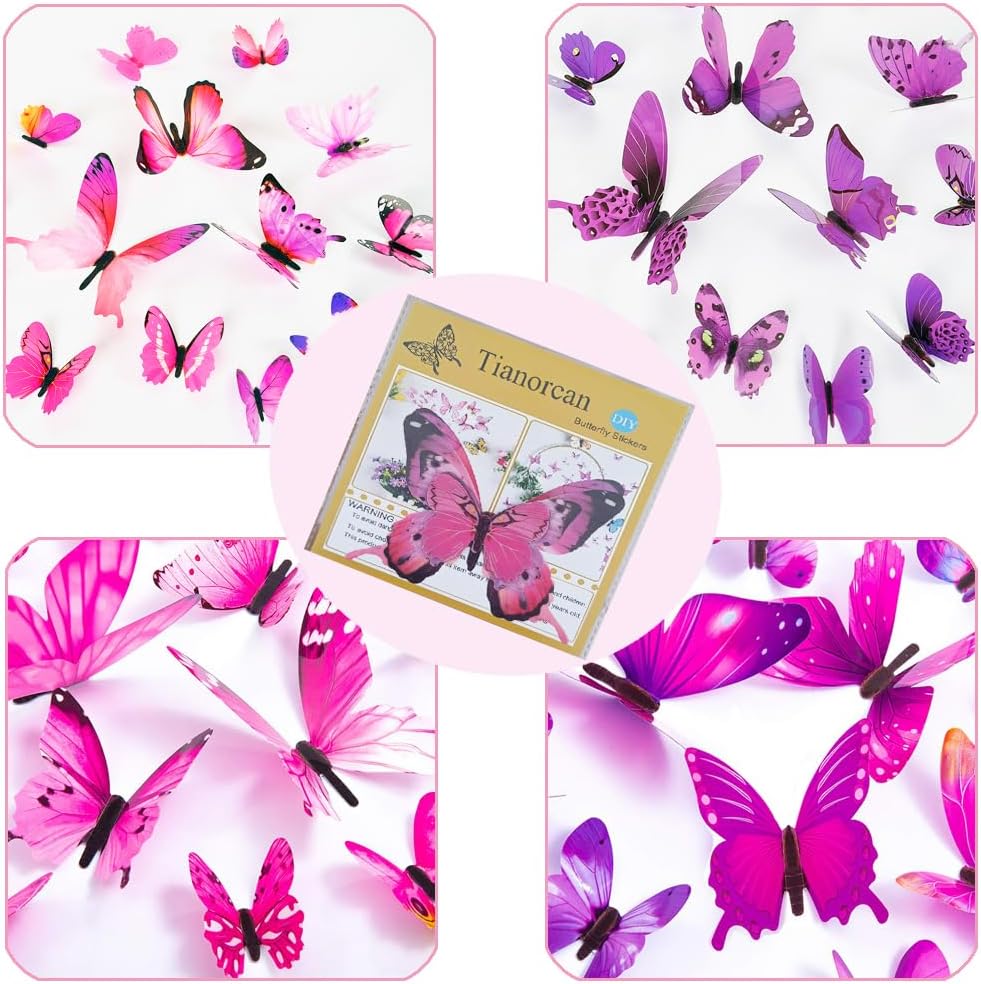 48 calcomanías de pared de mariposas 3D para pared, calcomanías de pared para decoración del hogar, habitación, habitación del bebé, decoración del
