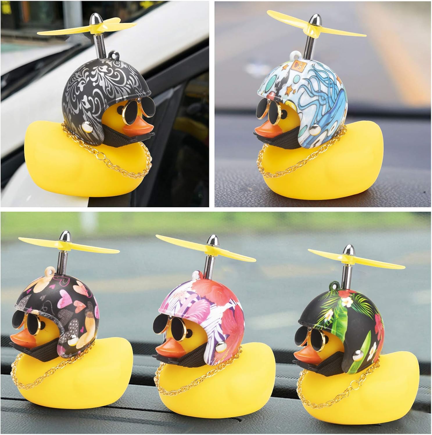 wonuu Decoración de pato de goma para automóvil, lindo pato amarillo con hélice (amor)