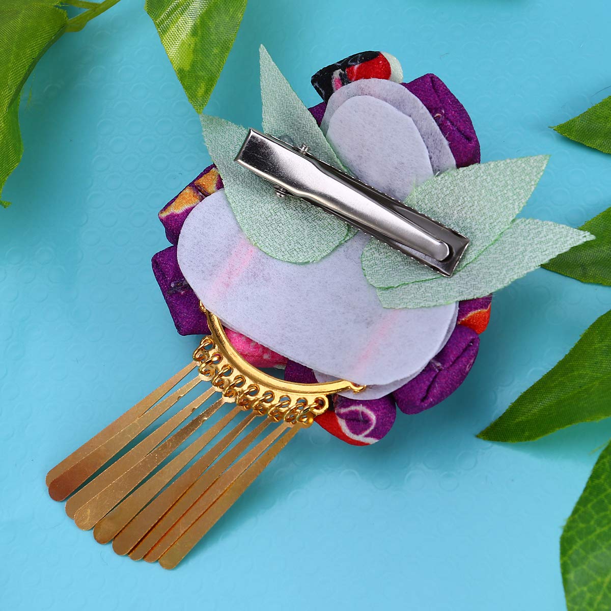 Amosfun Pinza japonesa para el cabello, kimono, flor, clip para el cabello de flores Kanzashi, para mujeres y niñas (morado)