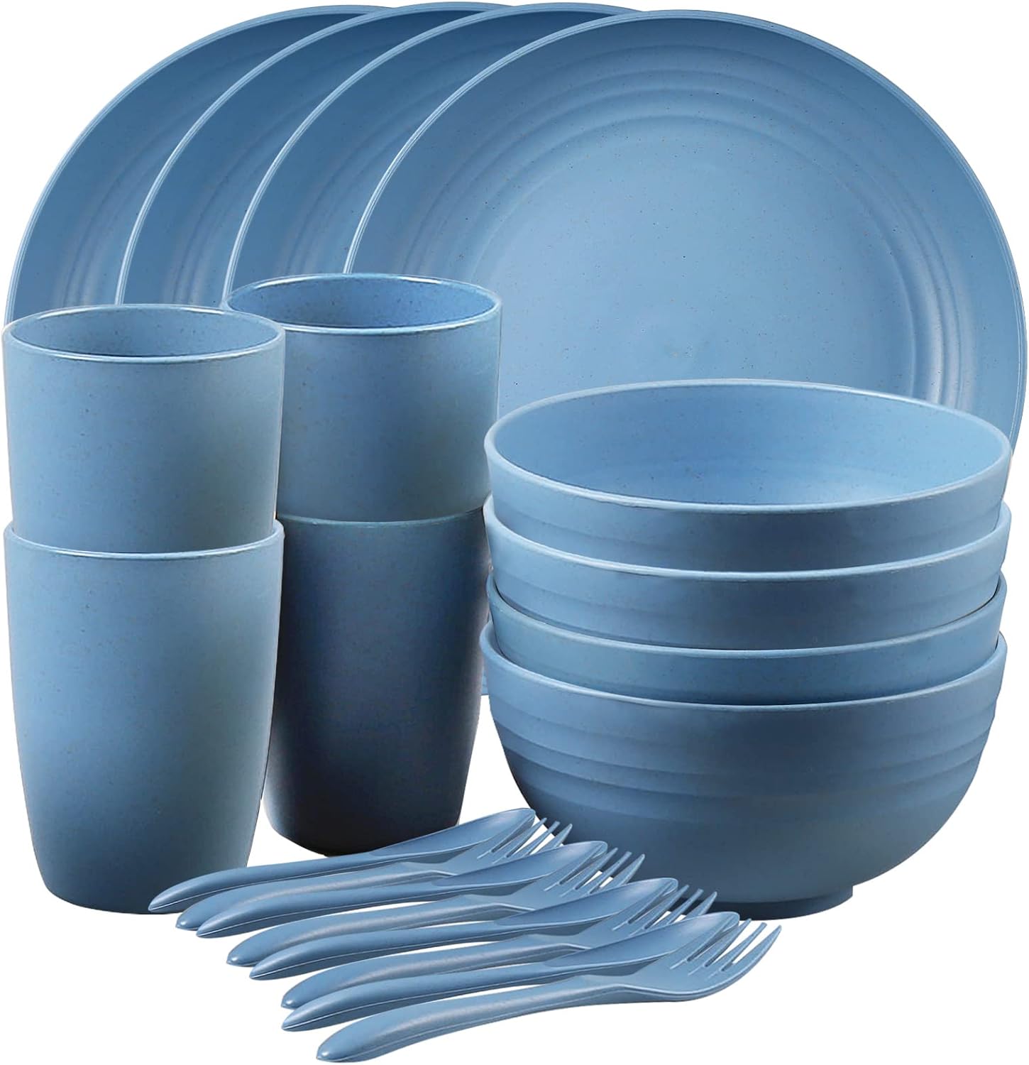 Shopwithgreen Juego de vajilla de paja de trigo, 20 piezas de platos y cuencos irrompibles para microondas, vajilla ligera y reutilizable, cuencos,